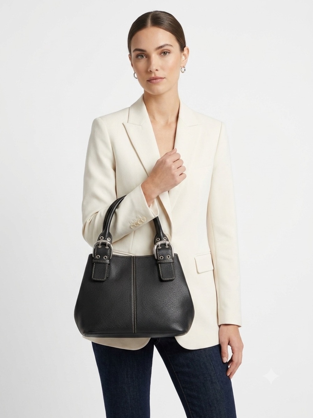 Classic Tignanello Black Genuine Leather Satchel